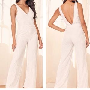💙Luxe Love Shines Through White Beaded Jumpsuit